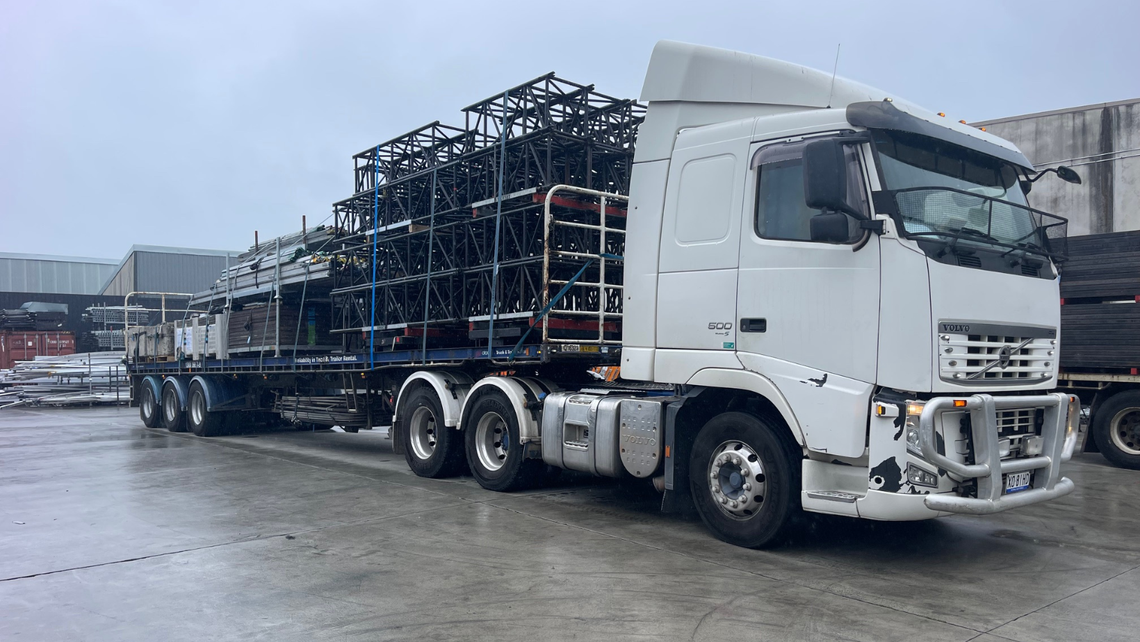 Fully loaded Quick Cargo semi-trailer truck, prepared for interstate transport